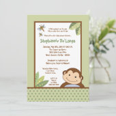 5x7パパガヨモンキーサファリベビーシャワー招待状 招待状 (スタンド正面)
