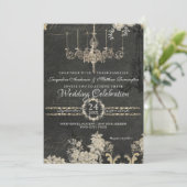 5x7パリシャルボードヴィンテージシャンデリアタイポグラフィ 招待状 (スタンド正面)