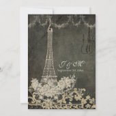 5x7パリシャルボードヴィンテージシャンデリアタイポグラフィ 招待状 (裏面)