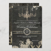 5x7パリシャルボードヴィンテージシャンデリアタイポグラフィ 招待状 (正面/裏面)