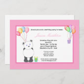 5x7パンダベアバルーン誕生日パーティーの招待 招待状 (正面/裏面)