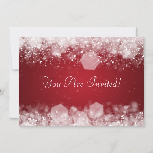5x7パーティの招待状エレガントできらめくな夜赤 招待状 (裏面)