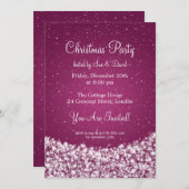 5x7パーティー招待状 エレガントな夜の輝き ピンク 招待状 (正面/裏面)