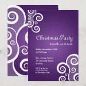 5x7パーティー招待状 エレガントな渦巻き 紫 招待状 (正面/裏面)