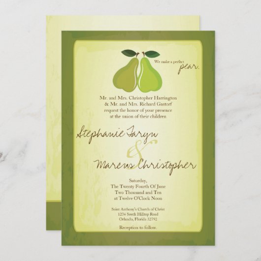 5x7パーフェクトナシフルーツヴィンテージウェディング招待状 招待状 (正面/裏面)