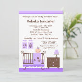 5x7パープルガールナーシーベビーシャワー招待状 招待状 (スタンド正面)