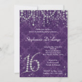 5x7パープルダイヤモンドスウィート16誕生日招待状 招待状 (正面)