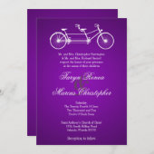 5x7パープルダブルバイクリネン結婚式招待状 招待状 (正面/裏面)