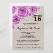 5x7パープルバラスイート16誕生日招待状 招待状 (正面/裏面)