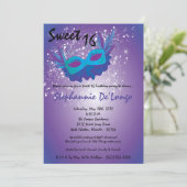5x7パープルマスカレードスウィート16誕生日招待状 招待状 (スタンド正面)