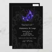 5x7パープルマスカレードスウィート16誕生日招待状 招待状 (正面/裏面)