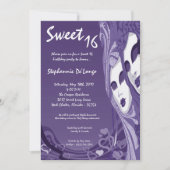 5x7パープルマスカレードスウィート16誕生日招待状 招待状 (正面)