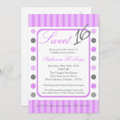 5x7パープル水玉模様スウィート16誕生日招待状 招待状 (正面/裏面)