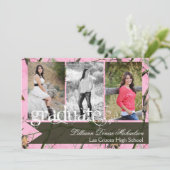 5x7ピンクのハンターの迷彩柄のCamouflaの先輩の発表 案内状 (スタンド正面)