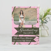 5x7ピンクのハンターの迷彩柄のCamouflaの先輩の発表 案内状 (スタンド正面)