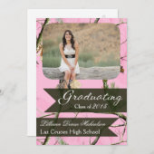 5x7ピンクのハンターの迷彩柄のCamouflaの先輩の発表 案内状 (正面/裏面)