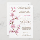 5x7ピンクの桜の誕生日のパーティの招待状 招待状 (正面/裏面)