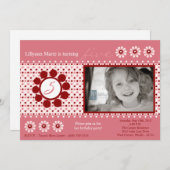 5x7ピンクの水玉模様写真の誕生日パーティーへの招待 招待状 (正面/裏面)