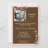 5x7ピンクの花の写真卒業発表 招待状 (正面)