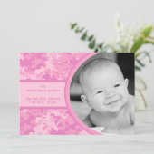 5x7ピンクの軍隊ACUの迷彩柄の写真の誕生の発表 案内状 (スタンド正面)