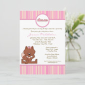 5x7ピンクガールウッドランドキツネベビーシャワー招待状 招待状 (スタンド正面)