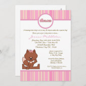 5x7ピンクガールウッドランドキツネベビーシャワー招待状 招待状 (正面/裏面)