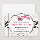 5x7ピンクキャリッジベビーカーのベビーシャワー招待状 招待状 (正面/裏面)