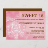 5x7ピンクシャンデリアスウィート16誕生日招待状 招待状 (正面/裏面)