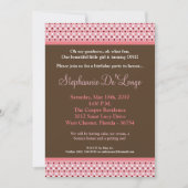 5x7ピンクスイートハート水玉模様誕生日招待状 招待状 (正面)