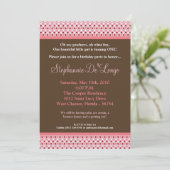 5x7ピンクスイートハート水玉模様誕生日招待状 招待状 (スタンド正面)