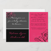 5x7ピンクスクエアカラフルボーベイビーシャワー招待状 招待状 (正面/裏面)