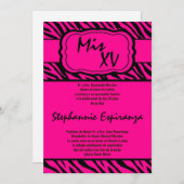 5x7ピンクゼブラプリントキンセアニェラ15招待状 招待状 (正面/裏面)