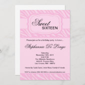 5x7ピンクゼブラプリント誕生日パーティーの招待状 招待状 (正面/裏面)