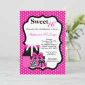 5x7ピンクゼブラプレゼント誕生日パーティーの招待状 招待状 (スタンド正面)