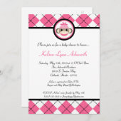 5x7ピンクソックモンキートイベビーシャワー招待状 招待状 (正面/裏面)