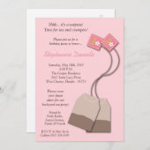 5x7ピンクティーバッグティーパーティー誕生日招待状 招待状 (正面/裏面)