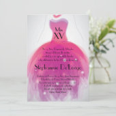 5x7ピンクドレスキンセアニェラ誕生日招待状 招待状 (スタンド正面)