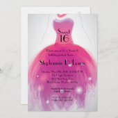 5x7ピンクドレススイート16誕生日招待状 招待状 (正面/裏面)