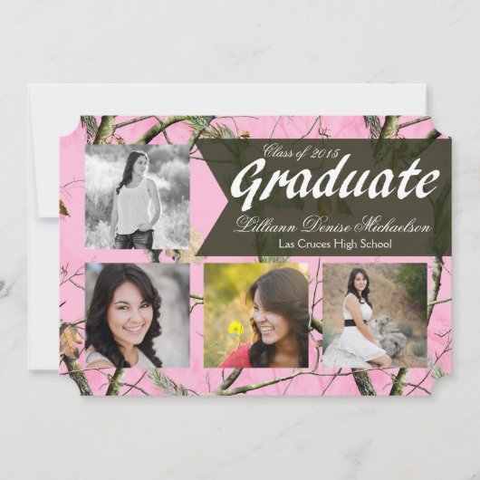 5x7ピンクハンターズ迷彩柄カモフララ上級案内 案内状 (正面)