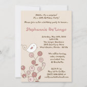 5x7ピンクバードレトロブッシュバースデーパーティーへの招待 招待状 (正面)