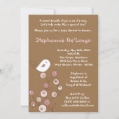 5x7ピンクバードレトロブッシュベビーシャワー招待状 招待状 (正面)