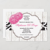 5x7ピンクフラワーゼブラプリントベビーシャワー招待状 招待状 (正面/裏面)