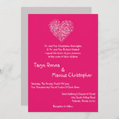 5x7ピンクフローラ花びら花結婚式招待状 招待状 (正面/裏面)