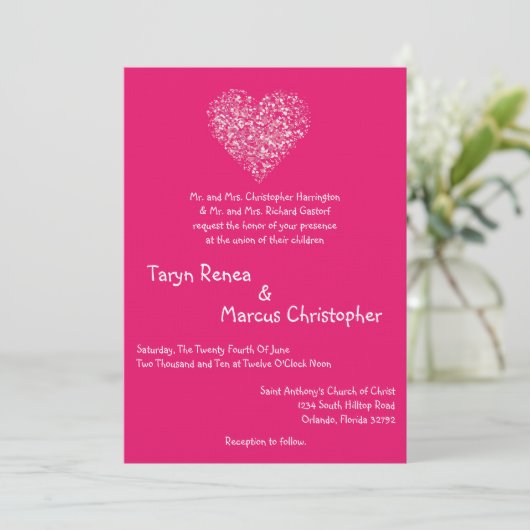 5x7ピンクフローラ花びら花結婚式招待状 招待状 (スタンド正面)