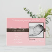 5x7ピンクブラウンバンドストリップ写真の誕生のお知らせ 案内状 (スタンド正面)