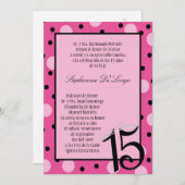 5x7ピンクポルカキンセアニェラパーティの招待状 招待状 (正面/裏面)