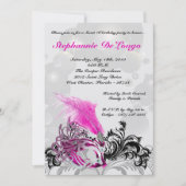 5x7ピンクマスカレードスイート16誕生日招待状 招待状 (正面)