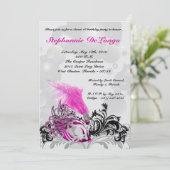 5x7ピンクマスカレードスイート16誕生日招待状 招待状 (スタンド正面)