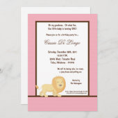 5x7ピンクリオンバースデーパーティー招待状 招待状 (正面/裏面)