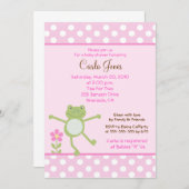 5x7ピンクリープカエル女の子ベビーシャワー招待状 招待状 (正面/裏面)